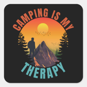 Adesivo Quadrado O camping é meu presente de férias ao ar livre ter