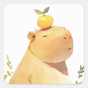 Adesivo Quadrado O Capivara Que Usava um Laranja