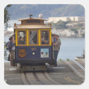 Adesivo Quadrado O carro a cabo abre a rua Hyde em San