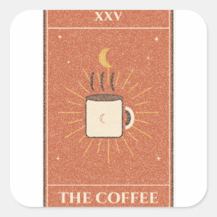 Adesivo Quadrado O Cartão de Tarô do Café