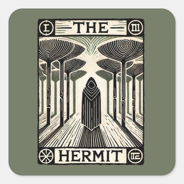 Adesivo Quadrado O Cartão Hermit Tarot (Frente)