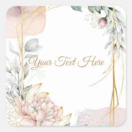 Adesivo Quadrado O Casamento de Folhagens Florais Quadro Aureato