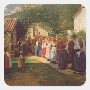 Adesivo Quadrado O casamento dourado (óleo em canvas)