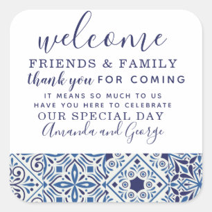 Adesivo Quadrado O casamento favorece o obrigado personalizado, seu