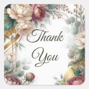 Adesivo Quadrado O Casamento Glam Floral do Jardim Dourado Secreto