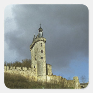 Adesivo Quadrado O castelo Chateau de Chinon está no topo de uma co