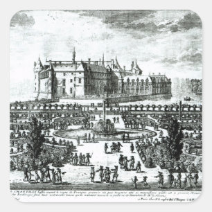 Adesivo Quadrado O castelo de Chantilly e os jardins projetados