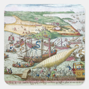 Adesivo Quadrado O cerco de Tunes ou de La Goulette por Charles V