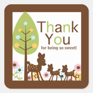 Adesivo Quadrado O cervo do bebê junta o convite múltiplo do chá