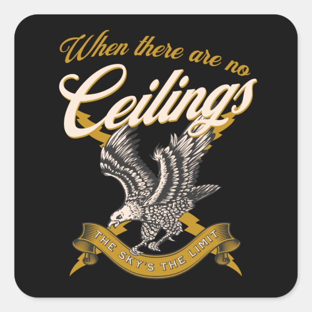 Adesivo Quadrado O céu é o limite | Águia amarela Direitos da Mulhe (Frente)