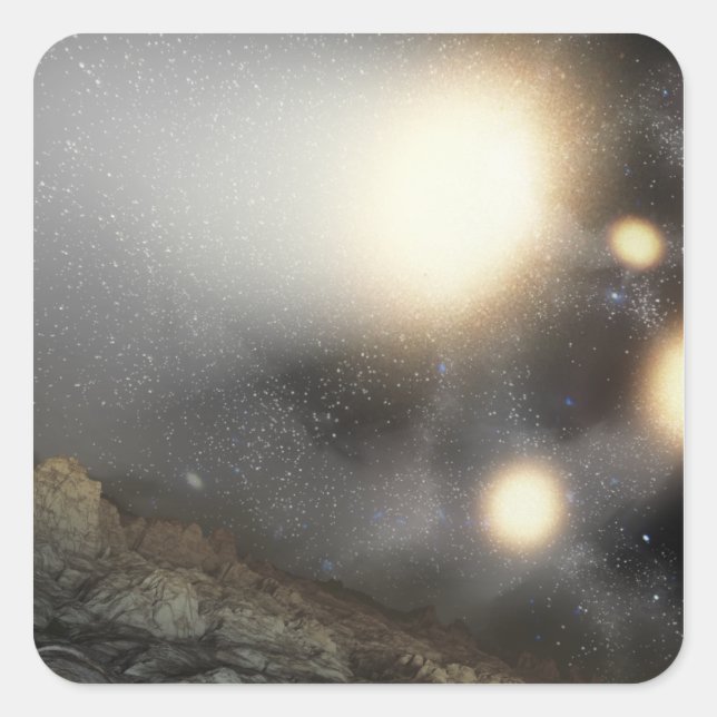 Adesivo Quadrado O céu noturno foi visto de um hipotético avião (Frente)