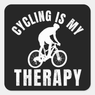 Adesivo Quadrado o ciclismo é minha terapia presente engraçado de b