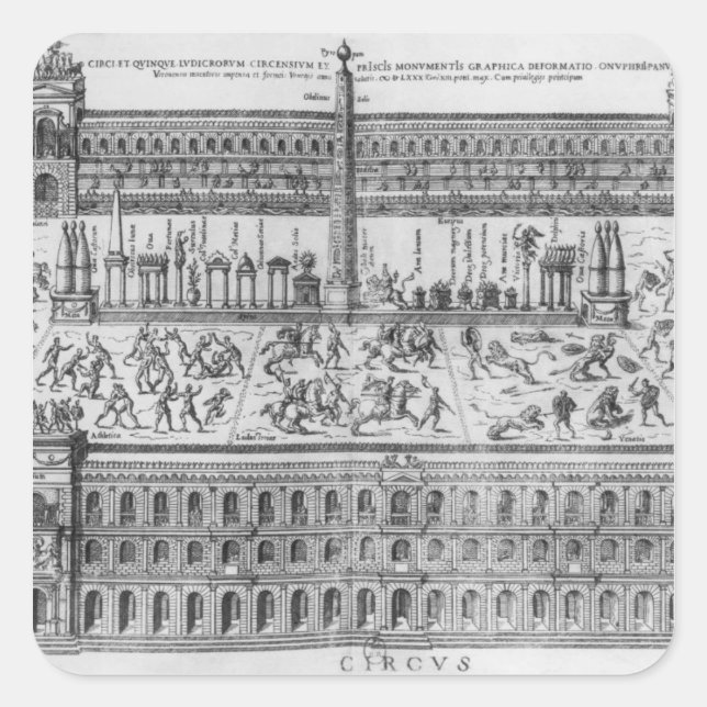 Adesivo Quadrado O Circo Máximo em Roma, c.1600 (Frente)