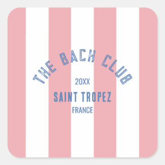 Adesivo Quadrado O Clube Bach Crista Azul Faixa Cabana Rosa