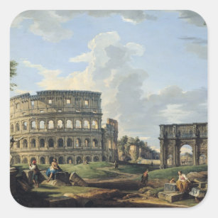 Adesivo Quadrado O Colosseum e o arco de Constantim