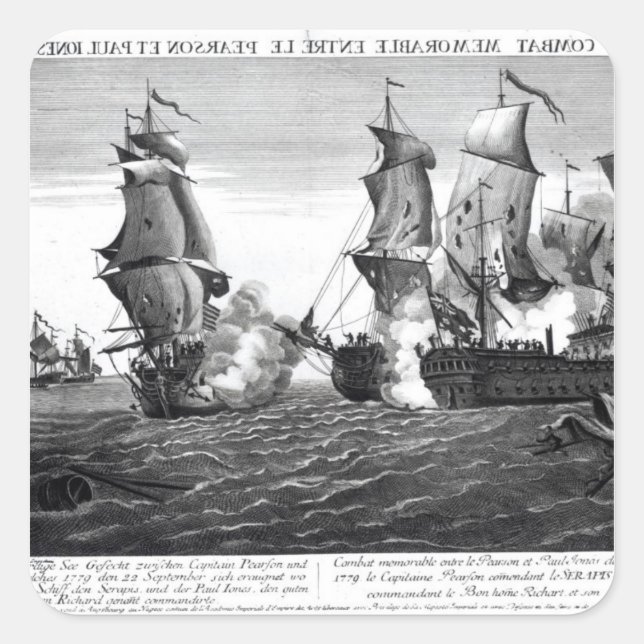 Adesivo Quadrado O Combate memorável Entre O Capitão Pearson (Frente)