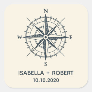 Adesivo Quadrado O Compass Azul   Monograma de Casamento