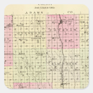 Adesivo Quadrado O Condado de Webster, Nebraska