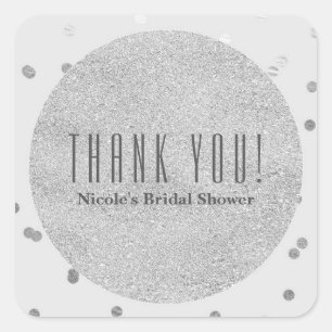 Adesivo Quadrado O confete brilhante cinzento & de prata da luz -