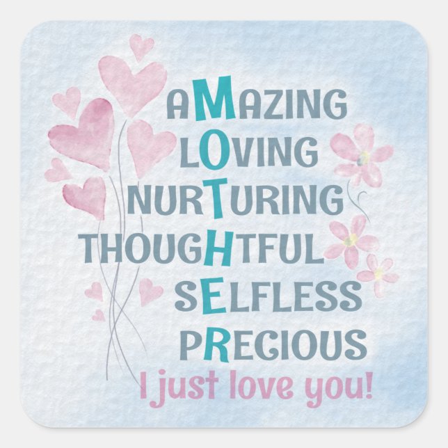 Adesivo Quadrado O coração da mãe (Frente)