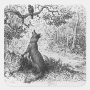 Adesivo Quadrado O Corvo e a Raposa