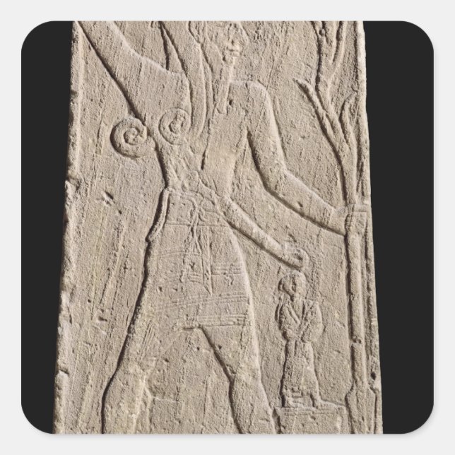 Adesivo Quadrado O deus da tempestade Baal com um raio (Frente)