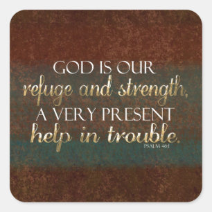 Adesivo Quadrado O deus é nosso verso cristão Brown/ouro da bíbl