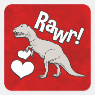 Adesivo Quadrado O dia dos namorados do tiranossauro T Rex de Rawr