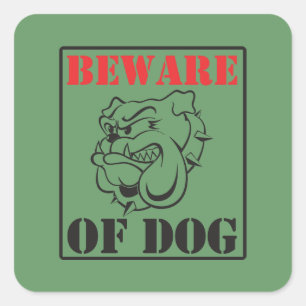 Adesivo Quadrado O ~ do buldogue Beware do cão