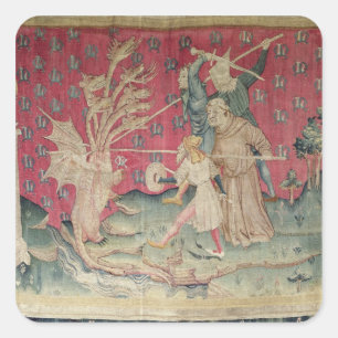 Adesivo Quadrado O dragão que luta com os empregados do deus