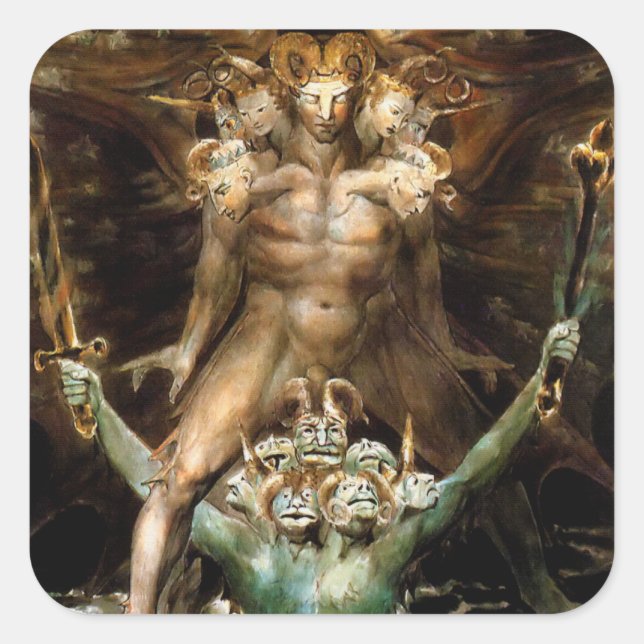 Adesivo Quadrado O Dragão Vermelho Excelente e a Besta do Mar (Frente)