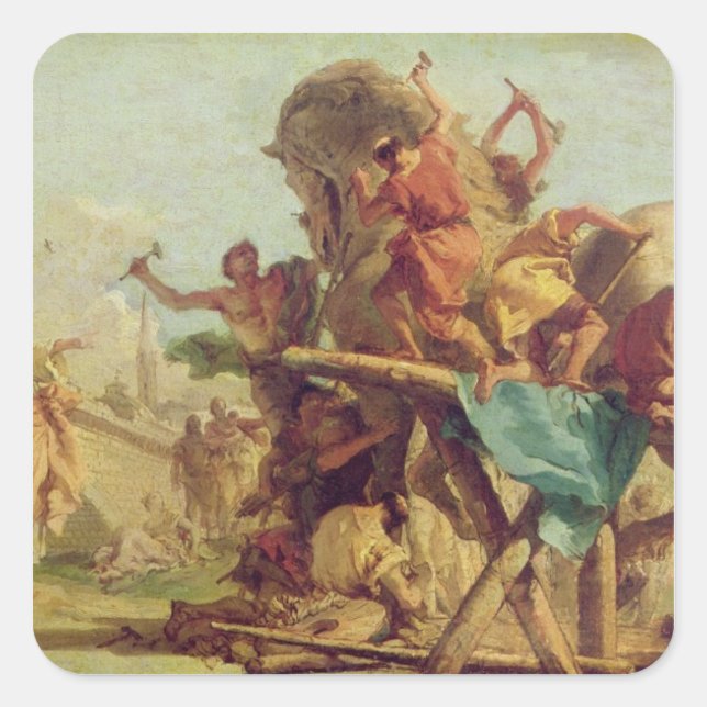 Adesivo Quadrado O edifício do Cavalo de Troia, c.1760 (Frente)