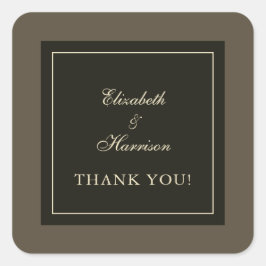 Adesivo Quadrado O Elegante Autumn Brown & Ivory Wedk - Obrigado