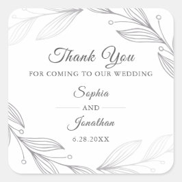 Adesivo Quadrado O Elegante Silver Botanical Deixa Casado Obrigado