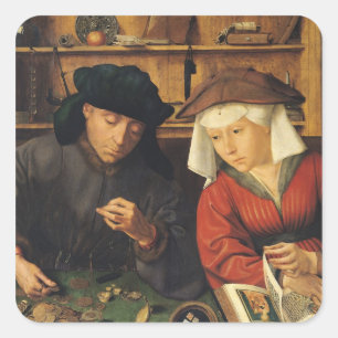 Adesivo Quadrado O emprestador de dinheiro e sua esposa, 1514