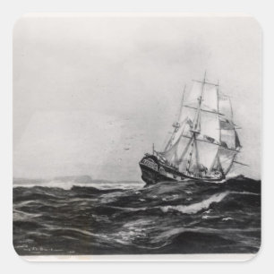 Adesivo Quadrado O Endeavor no Mar, 1900, gravado por Lowy