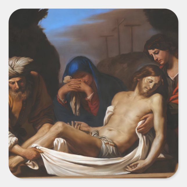 Adesivo Quadrado O entusiasmo da arte religiosa Guercino (Frente)