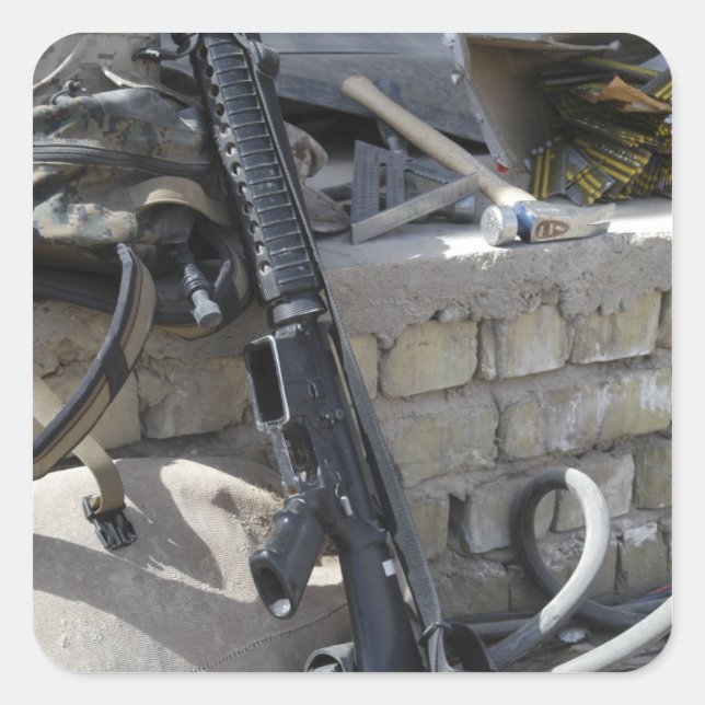 Adesivo Quadrado O equipamento de um Marinho (Frente)