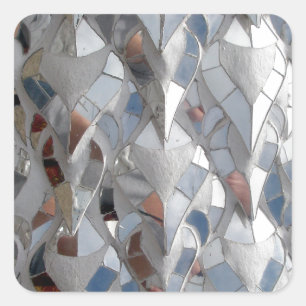 Adesivo Quadrado O espelho telha o templo branco, Chiang Rai