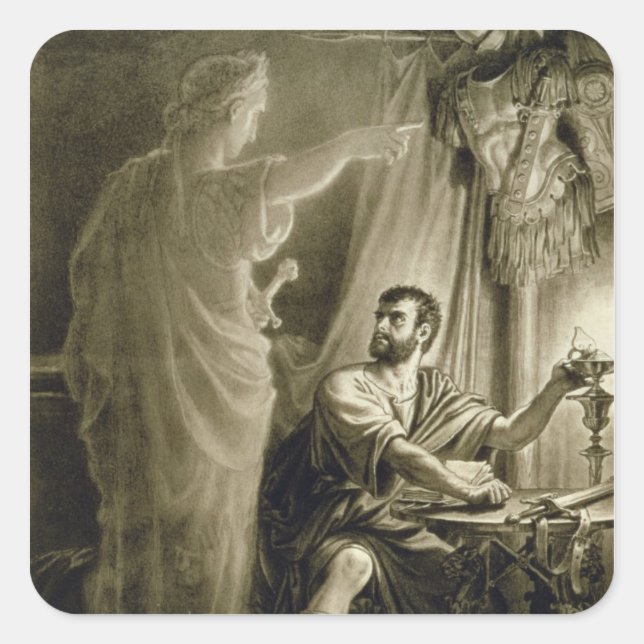 Adesivo Quadrado O Espírito de Júlio César, na peça de William (Frente)