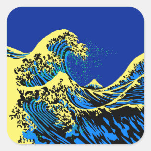 Adesivo Quadrado O Excelente Hokusai Wave em estilo de arte Pop