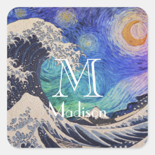 Adesivo Quadrado O Excelente Wave Starry Night