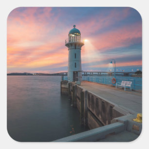 Adesivo Quadrado O farol Raffles o porto de  , Singapore