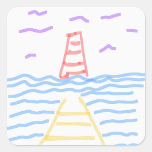 Adesivo Quadrado O Farol Vermelho e as Bolas de Golfe de Pier Amare