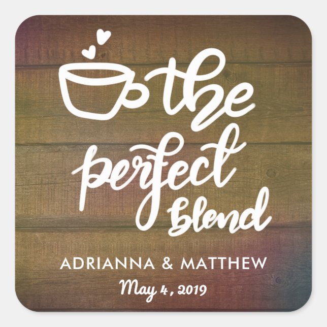 Adesivo Quadrado O Favor Perfeito Do Casamento De Madeira Rústica (Frente)