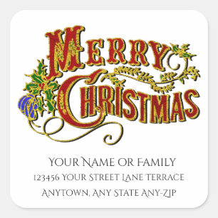 Adesivo Quadrado O Feliz Natal do vintage personaliza