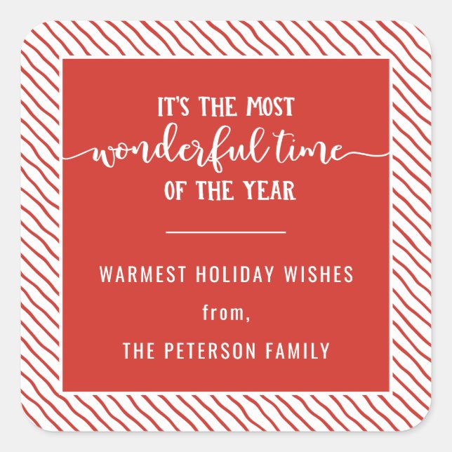 Adesivo Quadrado O Feriado Vermelho Mais Maravilhoso Do Ano (Frente)