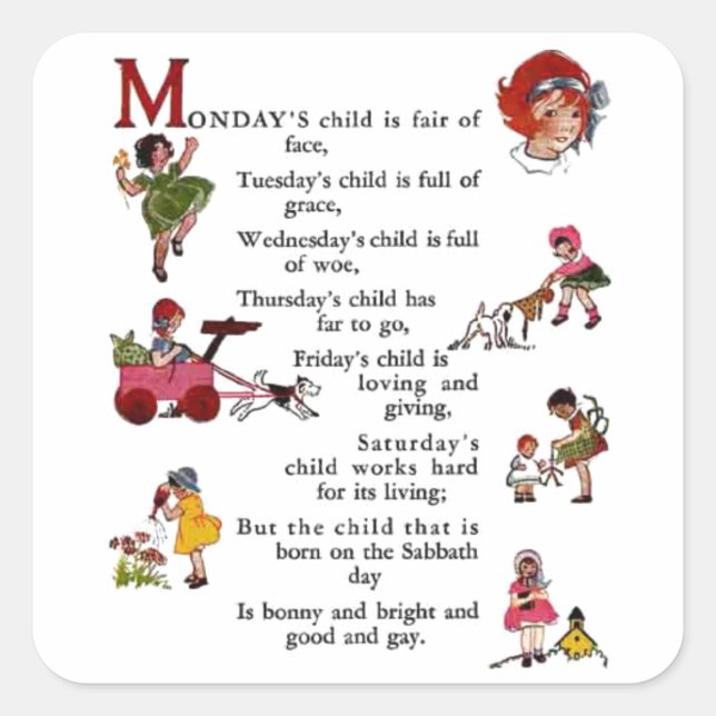 Adesivo Quadrado O Filho de Segunda-feira (Frente)
