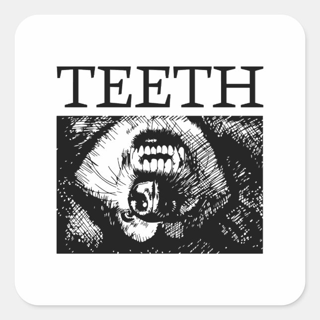 Adesivo Quadrado O focinho de um rouco sorridente durante o jogo. (Frente)