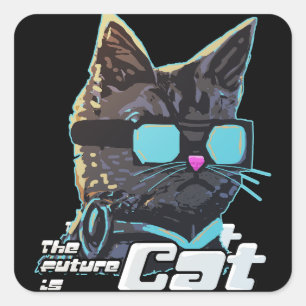 Adesivo Quadrado O Futuro é Gato